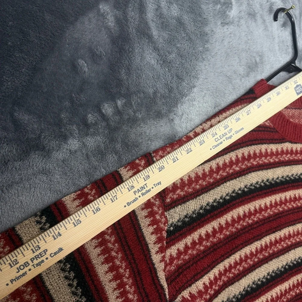 Sweater Mens XL Red Fair Isle Striped Knit Crewneck Pullover Vintage